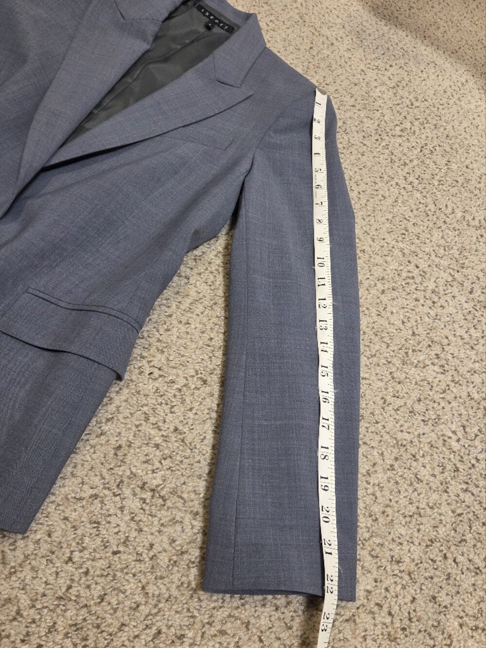 Theory Gabe B 2 Urban Blazer Jacket Women's 8 Blue Wool Notched Lapel 1 Button - Picture 12 of 12